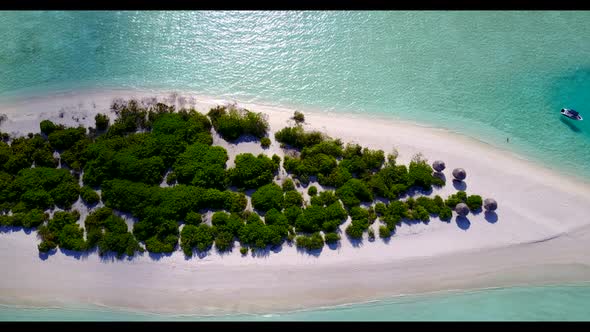 Aerial top view travel of beautiful coastline beach journey by blue green lagoon with clean sand bac