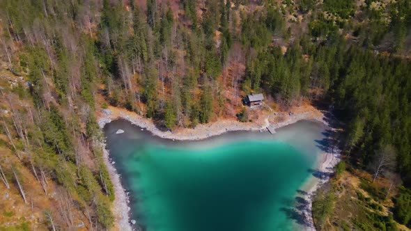 Beautiful view on an Lake in the Mountains Drone Video