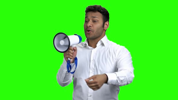 Expressive Businessman Talking in Megaphone