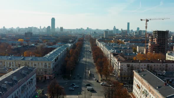 Aerial View of the City in Sunny Weather