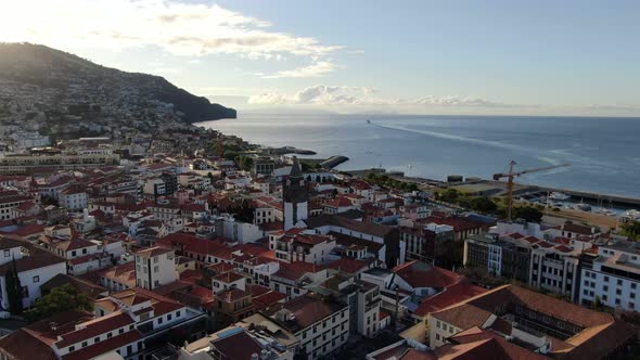 Aerial view of Funchal Cathedral, Madeira, Portugal
