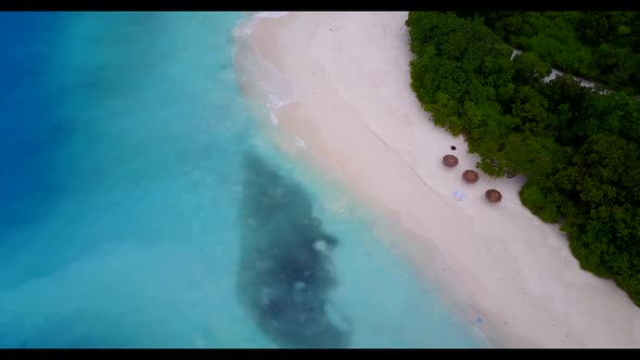 Aerial above abstract of perfect tourist beach journey by turquoise sea and white sand background of