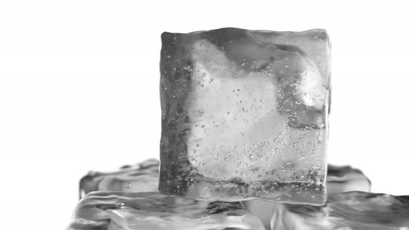 Ice Cubes on a White Isolated Background alt