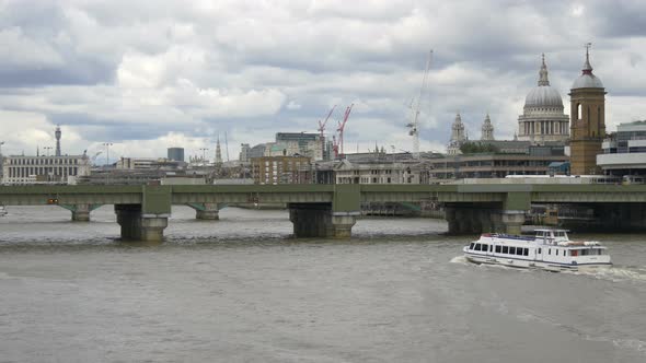 Boat sailing on River Thames, London