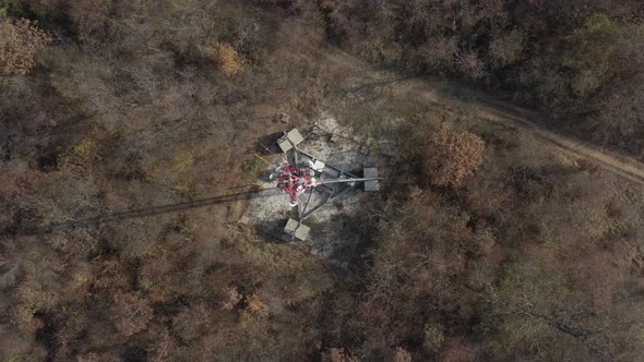 Flying over telecommunication tower  4K drone video