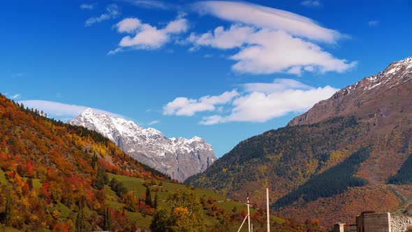 the time interval of clouds moving over the mountains in autumn