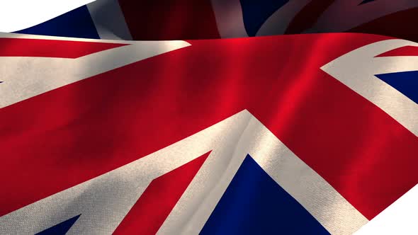 Union flag waving against white background