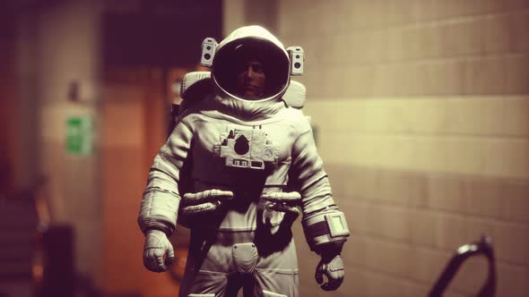 Astronaut at Underground Metro Subway