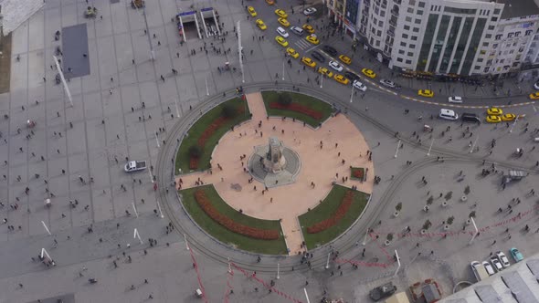 Istanbul Bosphorus Taksim Square And Mosque Construction Aerial View 