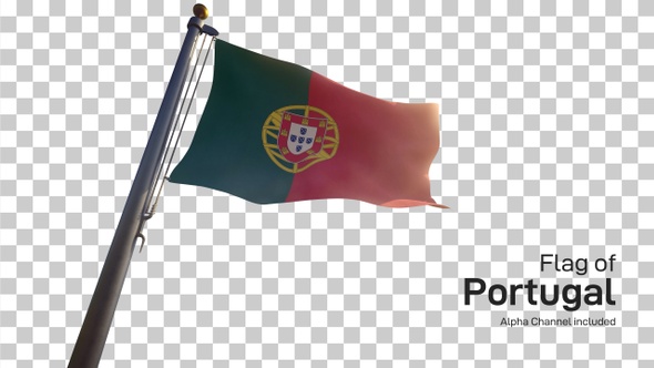 Portugal Flag on a Flagpole with Alpha-Channel