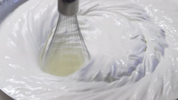 Mixer Whipping Cream in a Bowl