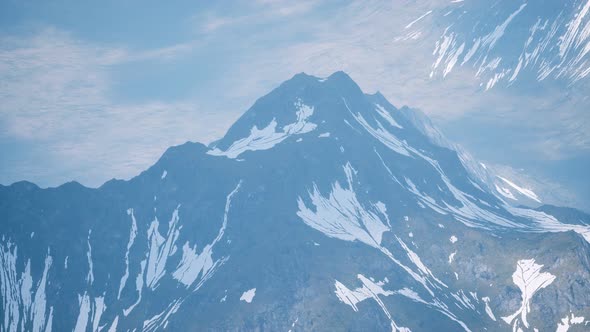 Aerial View Landscape of Mountais with Snow Covered