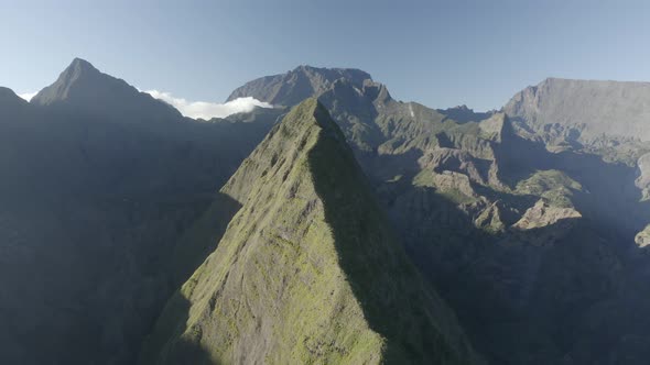 Aerial view of mountains on Azores, Portugal.