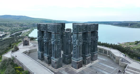 Tbilisi, Georgia - May 30 2022: Aerial view of Memorial History of Georgia