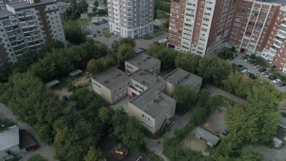 Aerial view of empty preschool building in city 07