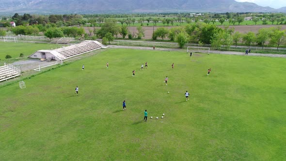 Aerial view of a football training