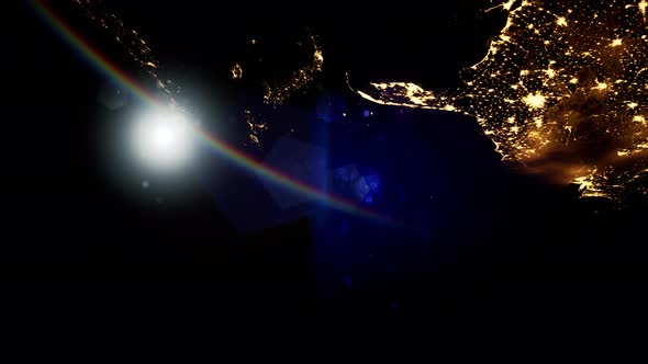 Space, Sun and Planet Earth at Night alt