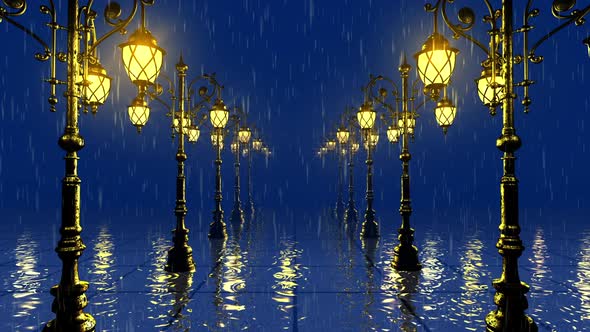 Street Lights In The Rain