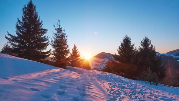 Sunset in the Winter Landscape