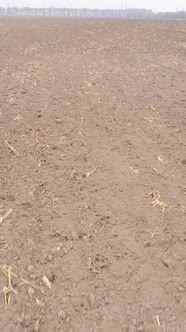 Vertical Video of a Field with Plowed Land in Autumn Slow Motion