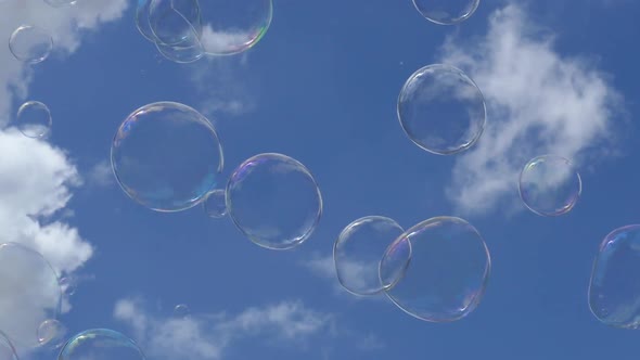 Soap Bubbles On Blue Sky 01