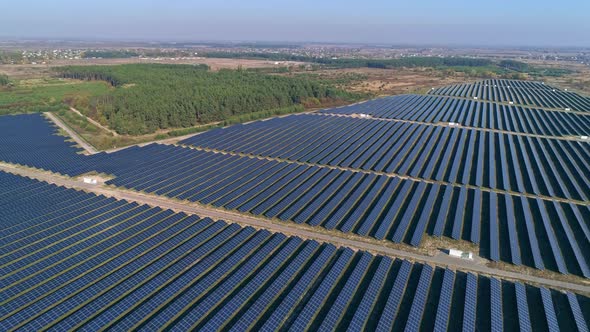 Flight Over Solar Panel Farm