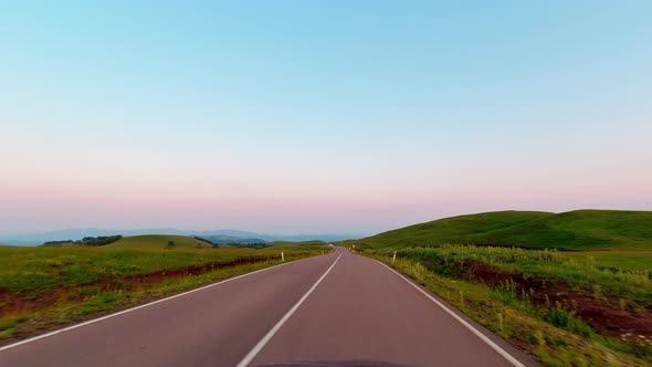 Car Drive In Beautfiul Georgian Countryside Nature