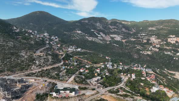 Colorful city Aerial View 4 K Alanya Turkey