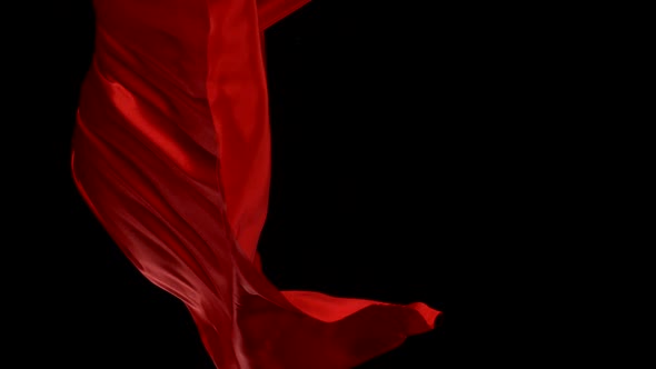 Flowing red velvet cloth, Slow Motion