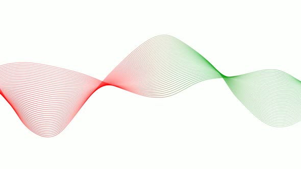 Red Green Gradient Line Wave Animation On White Background