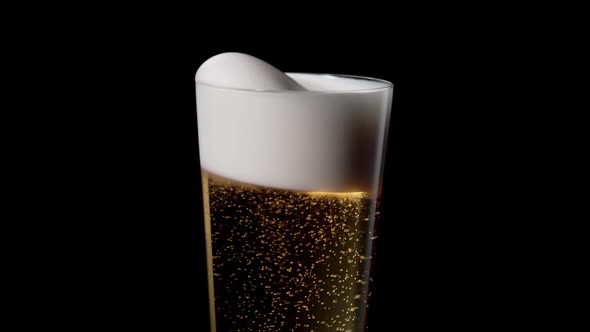 Beer foam in motion. Slow Motion.