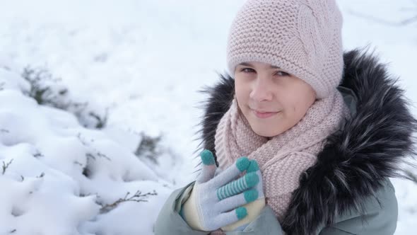 Teen in Winter Clothes Outdoor