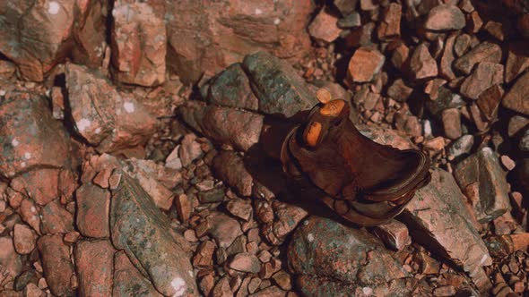 Old Leather Saddle on the Stone Outdoor