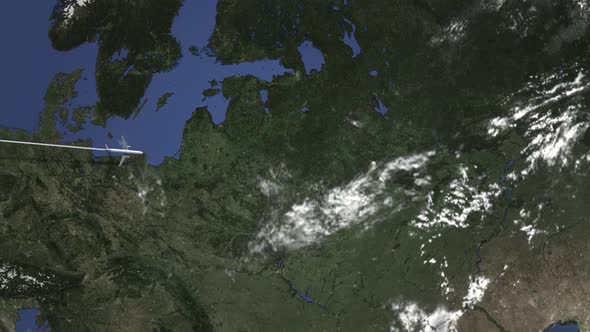 Route of a Plane Flying To Moscow Russia alt