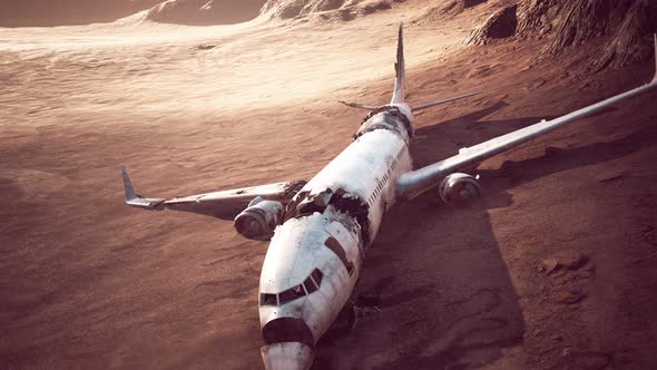 Abandoned Crushed Plane in Desert