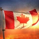 Canada Flag Backlit At Beautiful Sunrise Loop Slow Motion - VideoHive Item for Sale