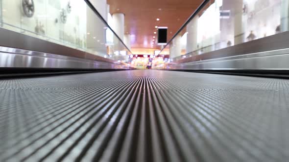 Moving Walkway at the Airport, Also Known As an Autowalk, Moving Sidewalk