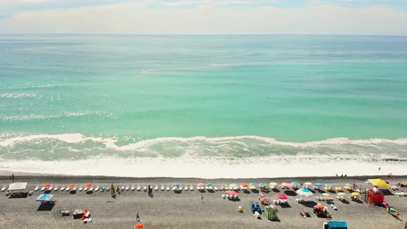 Aerial View Turquoise Water Beach In Summer, Georgia