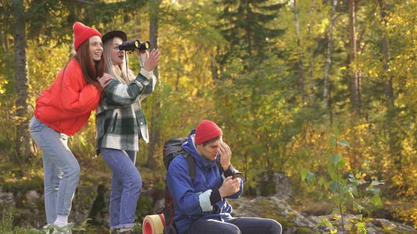 Carefree Travellers Enhoy the Beauty of Nature