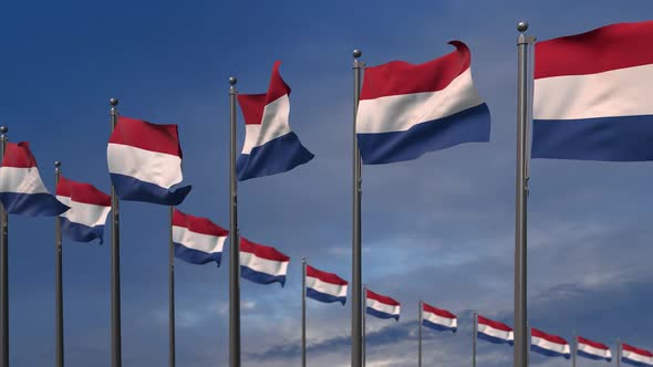 The Netherlands Flags Waving In The Wind  2K