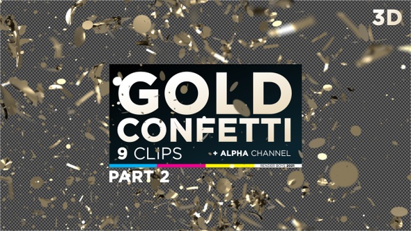 3D Gold Confetti Pack 2