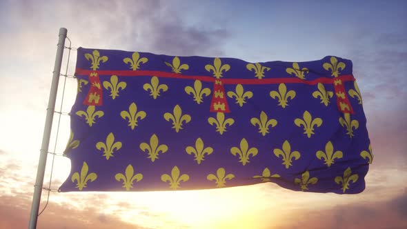Artois flag, France, waving in the wind, sky and sun background