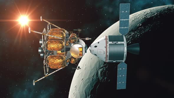 Undocking Of The Capsule Of Space Station And Lunar Lander alt