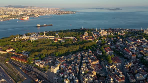 Aerial view of hagia sophia mosque at sunset. Istanbul 4