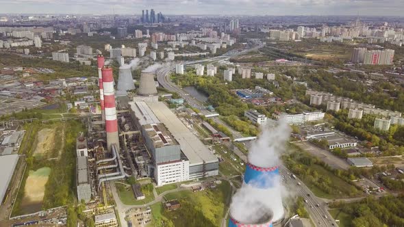 Aerial Shot Of Industrial Area in Moscow