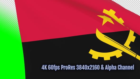 Angola waving flag transition 4k and 1080 HD footage with alpha channel