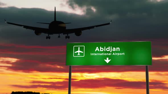 Plane landing in Abidjan Ivory Coast airport