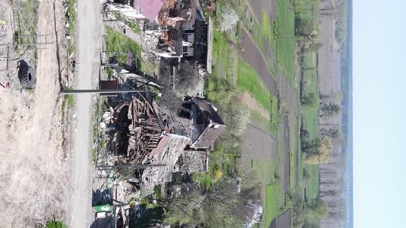 Vertical Video of a Destroyed Building in Borodyanka Ukraine