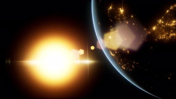 Amazing Sunrise Over The Earth. View Of Planet Earth From Space alt