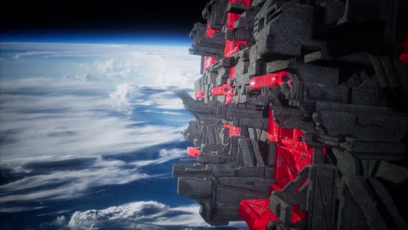 Spaceship with View on Space and Planet Earth alt